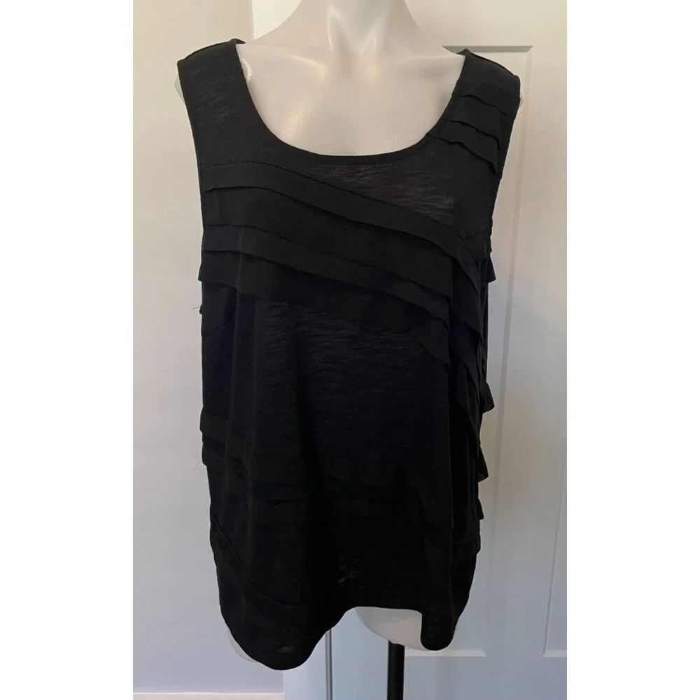 COLDWATER CREEK Womens Knit TOP Sleeveless BLACK Size 2X 20W-22W